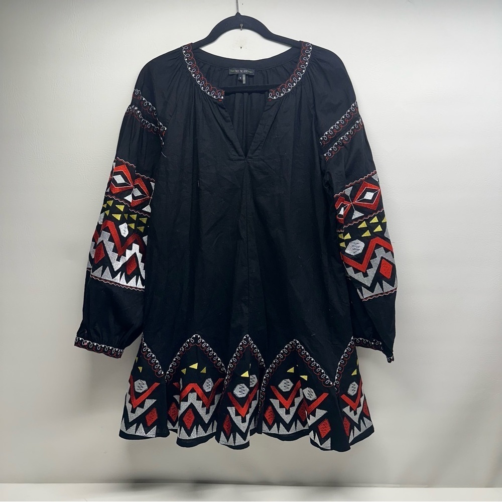 Free the Roses Black and Red Embellished A-line Dress size M